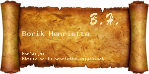 Borik Henrietta névjegykártya